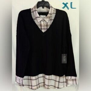 New York Laundry Black and White Knit Top